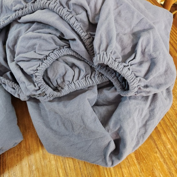 L.L. Bean 100% Organic Cotton Blue Flannel Fitted & Flat Sheet Set Full Size - Picture 3 of 8